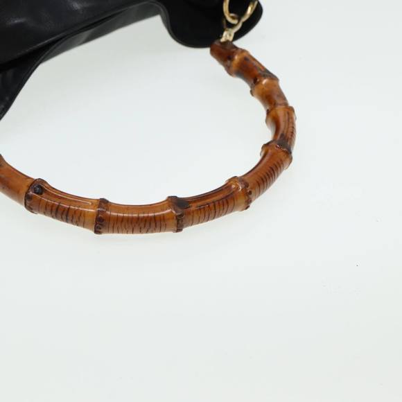 GUCCI Bamboo Hand Bag Leather Black Auth 80628 - Picture 7 of 16